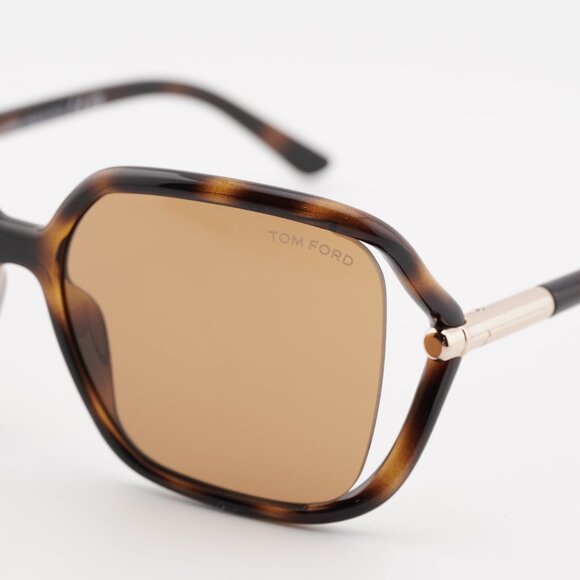 Tom Ford Solange-02 FT1089 52E Sunglasses Havana Square Frame, Brown Lenses - Picture 2 of 10